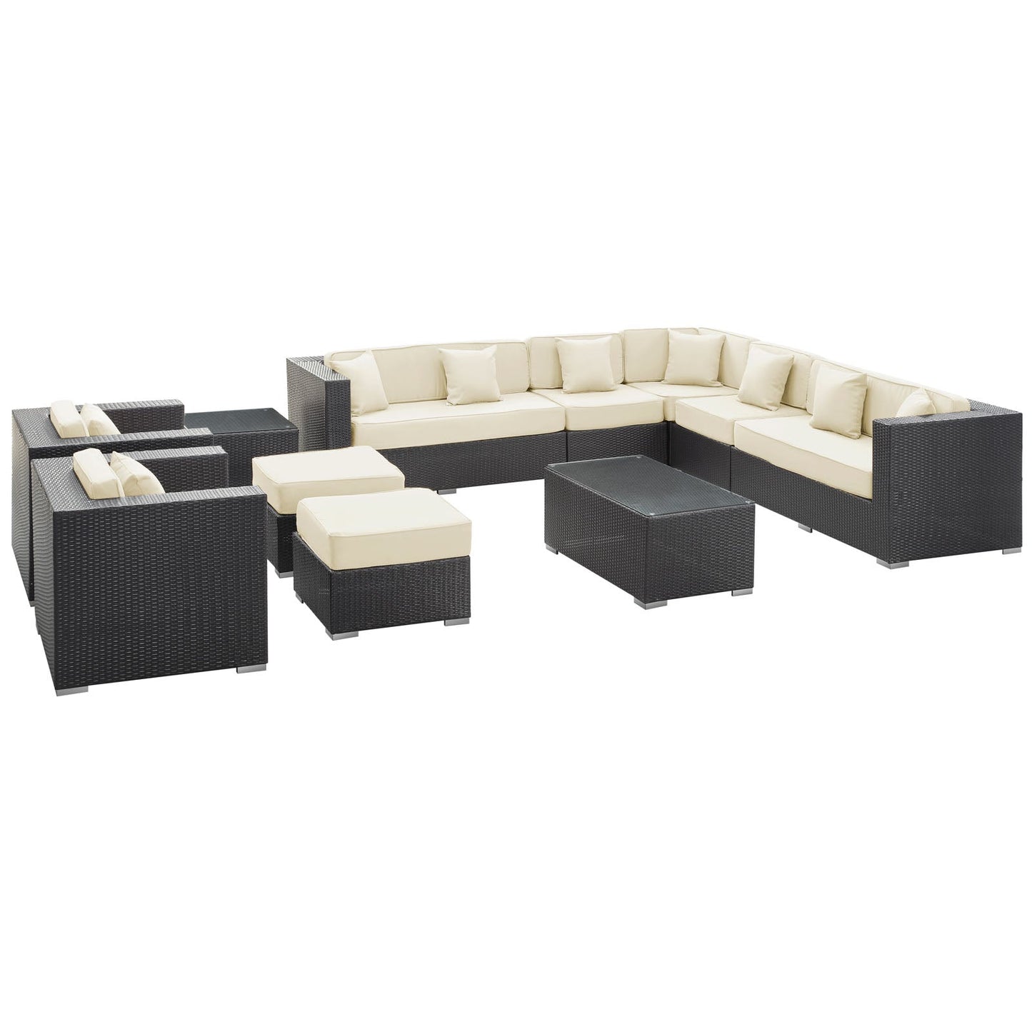 Modway Furniture Cohesion 11 Piece Outdoor Patio Sectional Set by Modway - EEI-723-EXP-ORA-SET