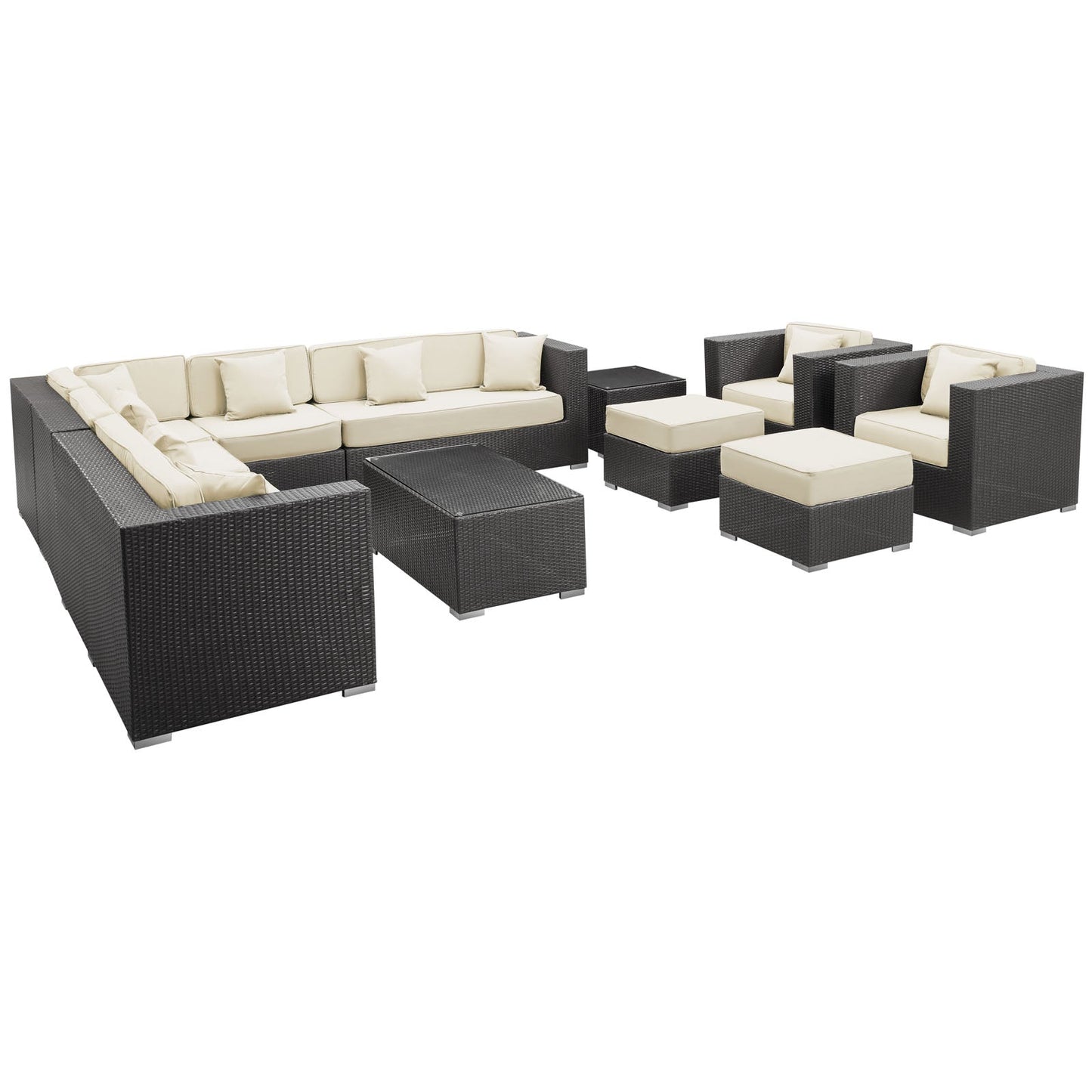 Modway Furniture Cohesion 11 Piece Outdoor Patio Sectional Set by Modway - EEI-723-EXP-ORA-SET