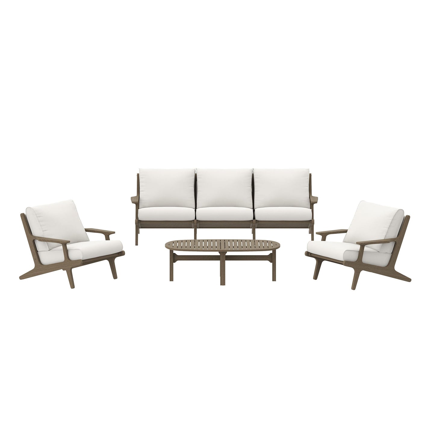 Modway Furniture Saratoga 4-Piece Outdoor Patio Teak Wood Furniture Set – EEI-7266-WGR-WHI