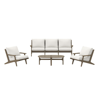 Modway Furniture Saratoga 4-Piece Outdoor Patio Teak Wood Furniture Set – EEI-7266-WGR-WHI