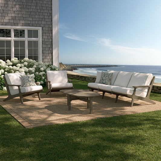 Modway Furniture Saratoga 4-Piece Outdoor Patio Teak Wood Furniture Set – EEI-7266-WGR-WHI