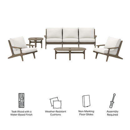 Modway Furniture Saratoga 4-Piece Outdoor Patio Teak Wood Furniture Set – EEI-7266-WGR-WHI