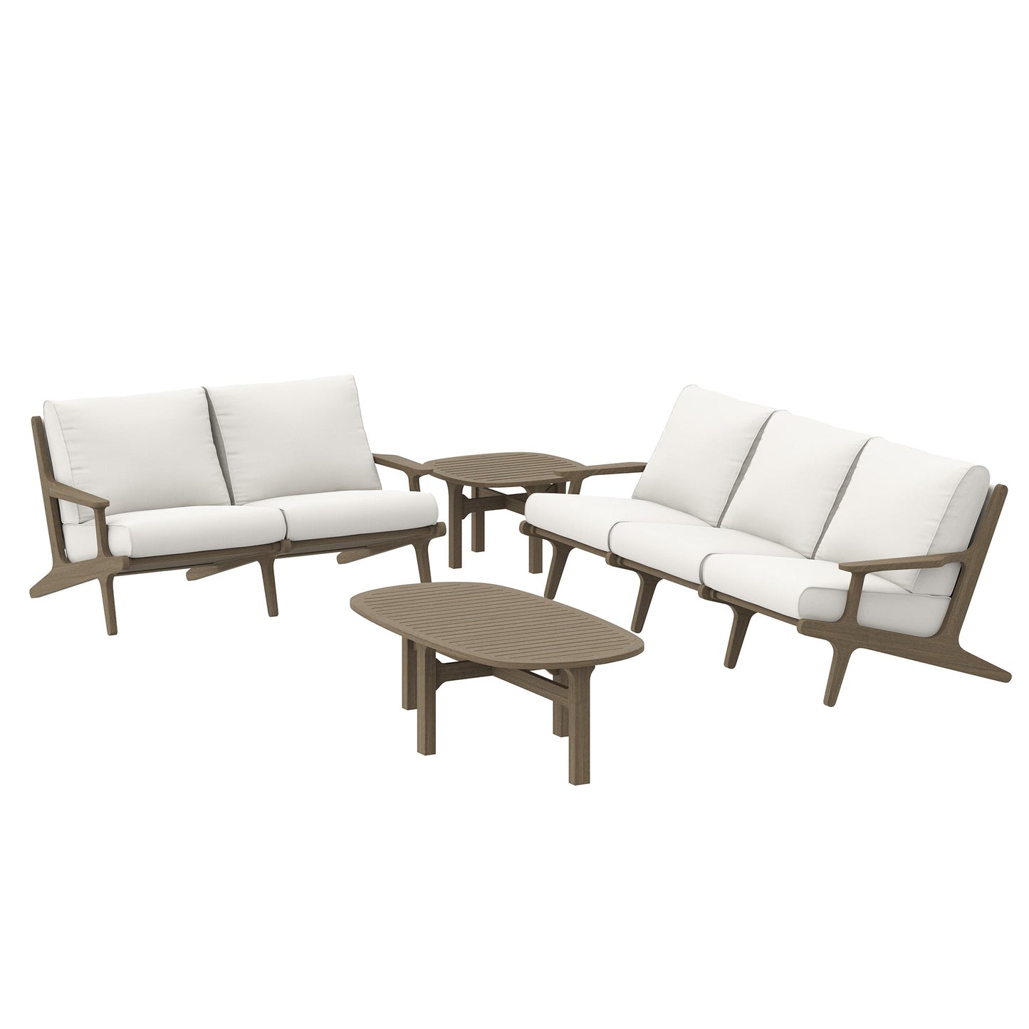 Modway Furniture Saratoga 4-Piece Outdoor Patio Teak Wood Furniture Set – EEI-7270-WGR-WHI