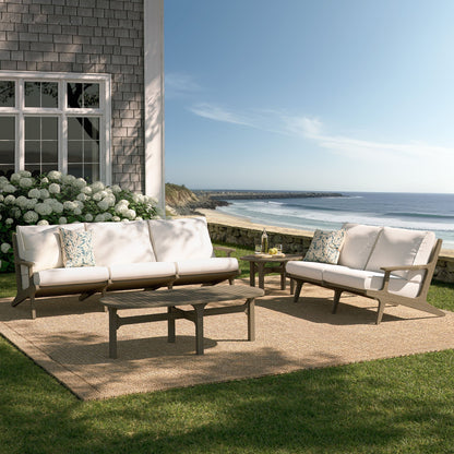 Modway Furniture Saratoga 4-Piece Outdoor Patio Teak Wood Furniture Set – EEI-7270-WGR-WHI