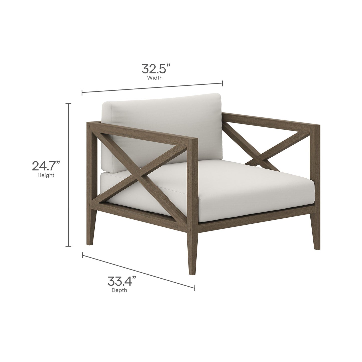 Modway Furniture Northlake 3-Piece Outdoor Patio Teak Wood Furniture Set with Armchair and Side Table - EEI-7275-WGR-WHI