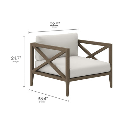 Modway Furniture Northlake 3-Piece Outdoor Patio Teak Wood Furniture Set with Armchair and Side Table - EEI-7275-WGR-WHI