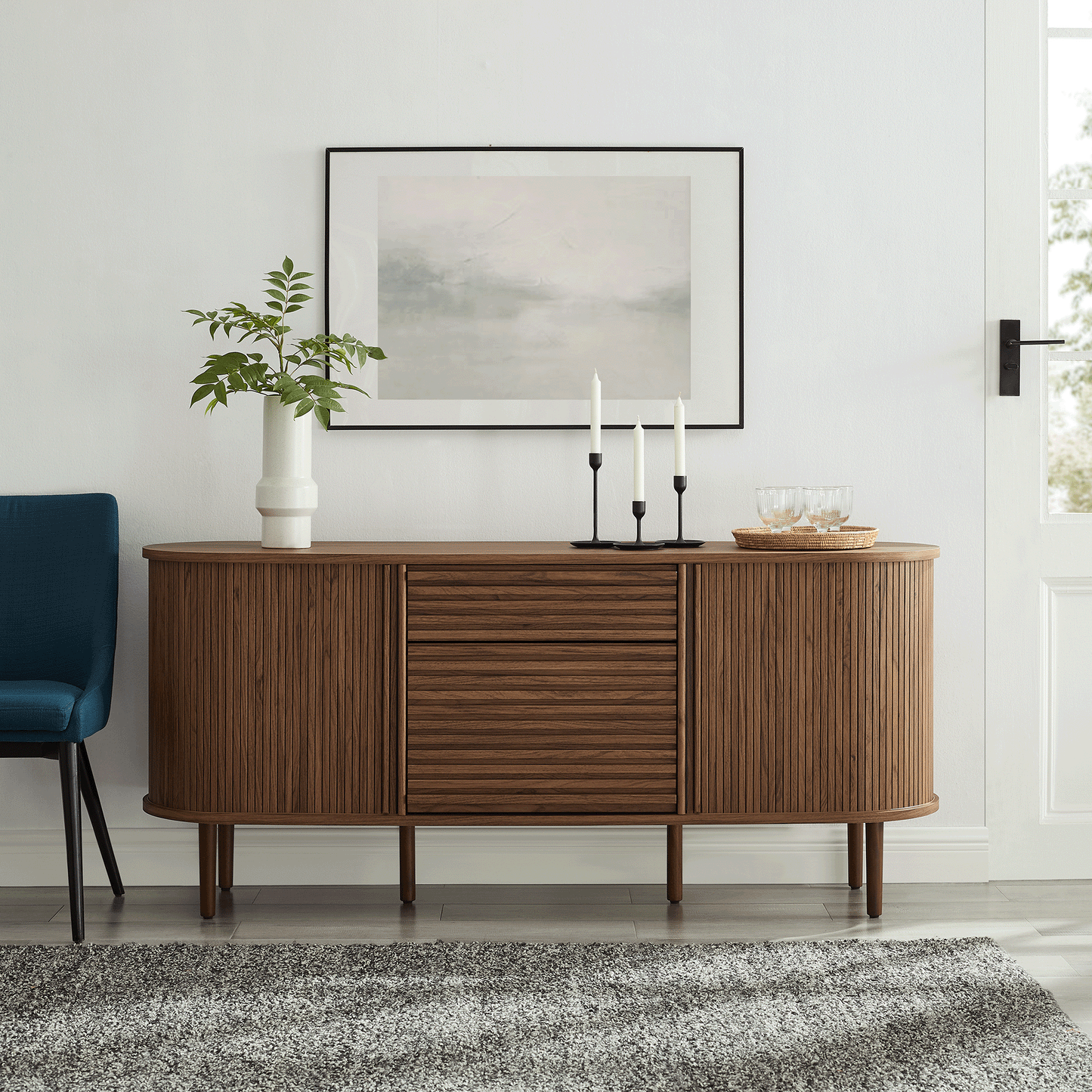 Modway furniture Harlan 67" Fluted Oval Sideboard Cabinet - EEI-7293-WAL