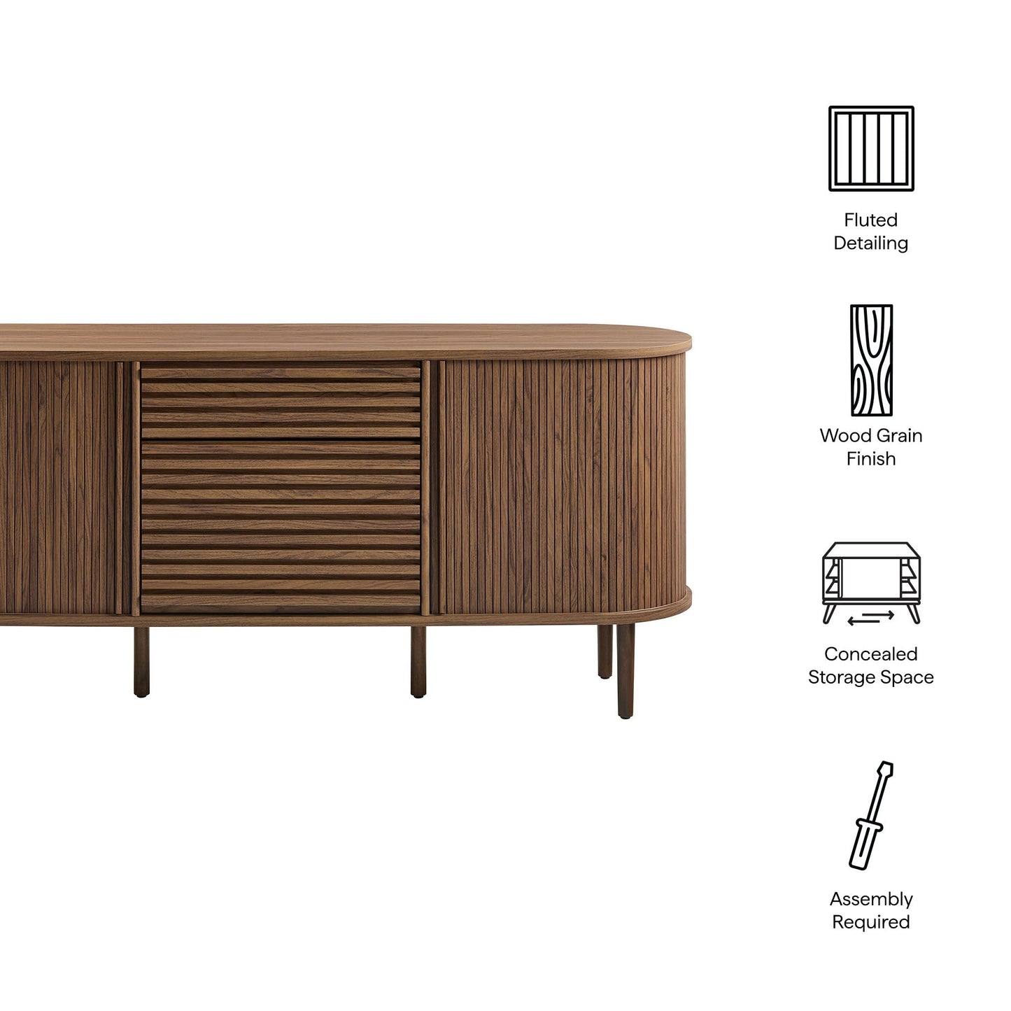 Modway furniture Harlan 67" Fluted Oval Sideboard Cabinet - EEI-7293-WAL