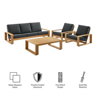 Modway Furniture Lirienne 4-Piece Outdoor Patio Aluminum Faux Wood Furniture Set – EEI-7309