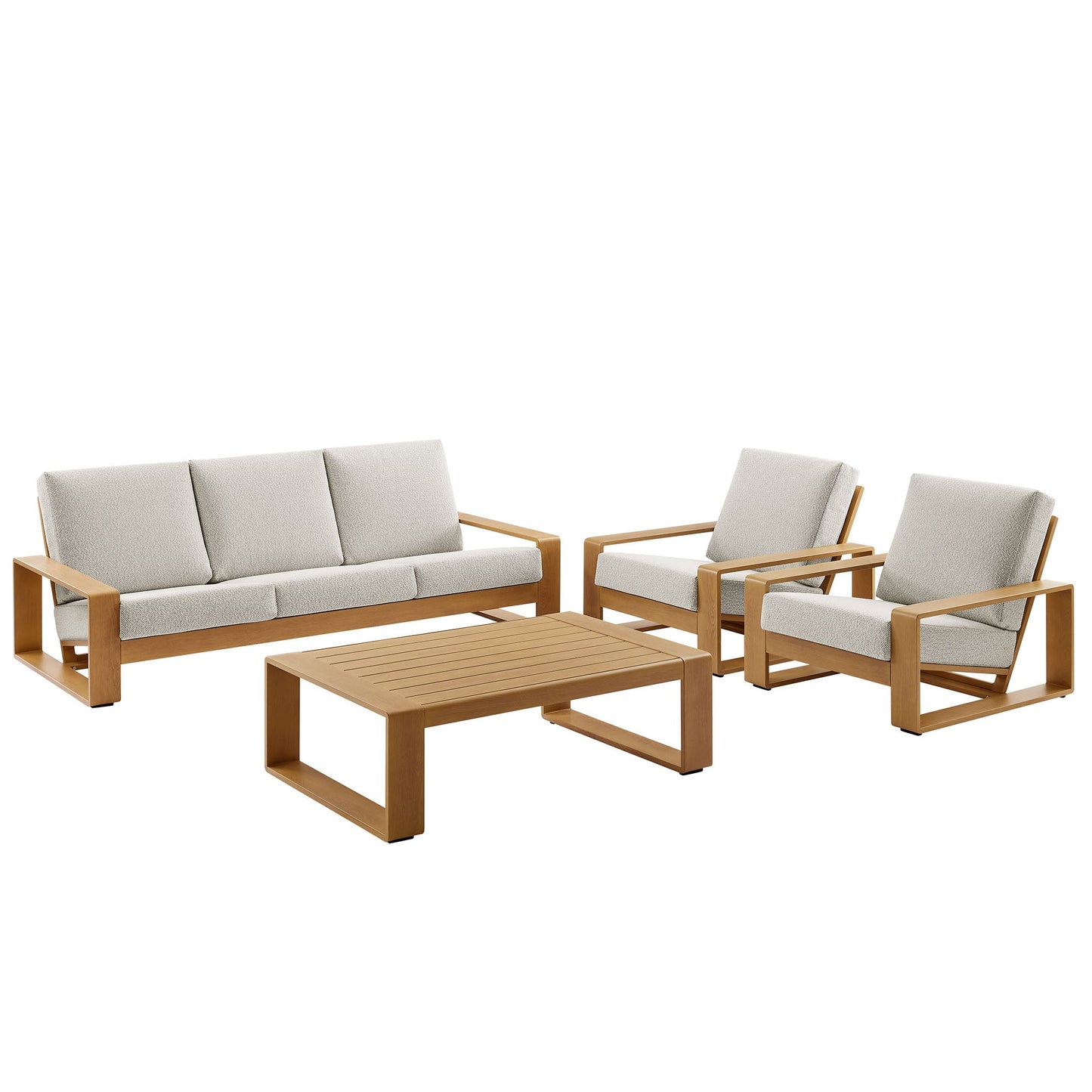 Modway Furniture Lirienne 4-Piece Outdoor Patio Aluminum Faux Wood Furniture Set – EEI-7309