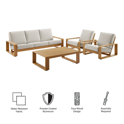 Modway Furniture Lirienne 4-Piece Outdoor Patio Aluminum Faux Wood Furniture Set – EEI-7309