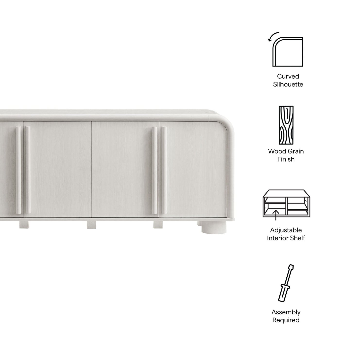 Modway furniture Bellamy Curved 4-Door Sideboard Cabinet - EEI-7315-ASH