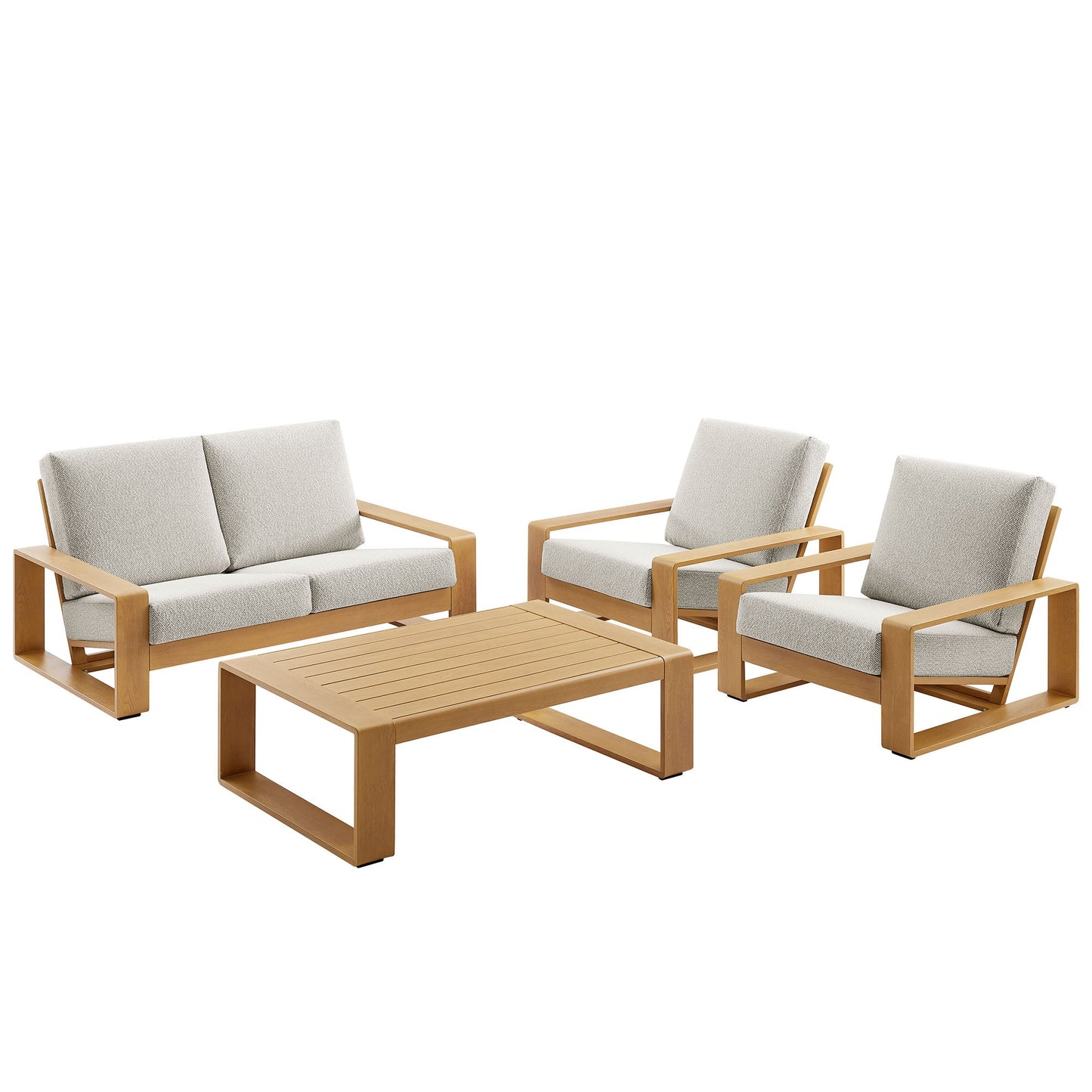 Modway Furniture Lirienne 4-Piece Outdoor Patio Aluminum Faux Wood Furniture Set – EEI-7322