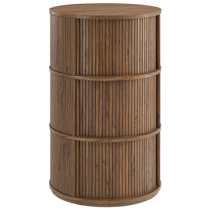 Modway furniture Clement Round Pedestal Stand Storage Table With Sliding Tambour Doors - EEI-7344-WAL