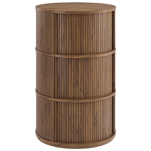Modway furniture Clement Round Pedestal Stand Storage Table With Sliding Tambour Doors - EEI-7344-WAL