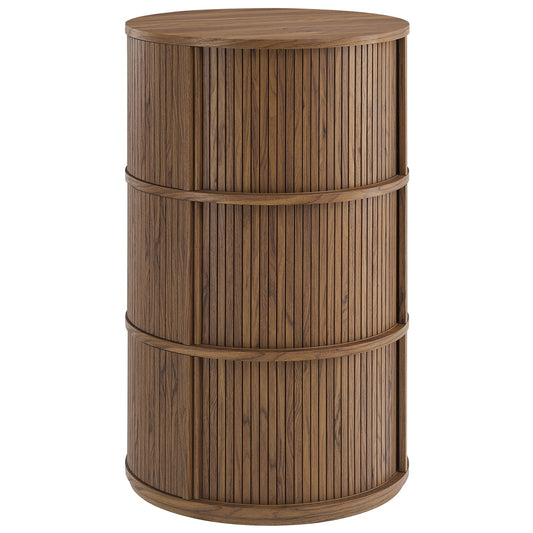 Modway furniture Clement Round Pedestal Stand Storage Table With Sliding Tambour Doors - EEI-7344-WAL