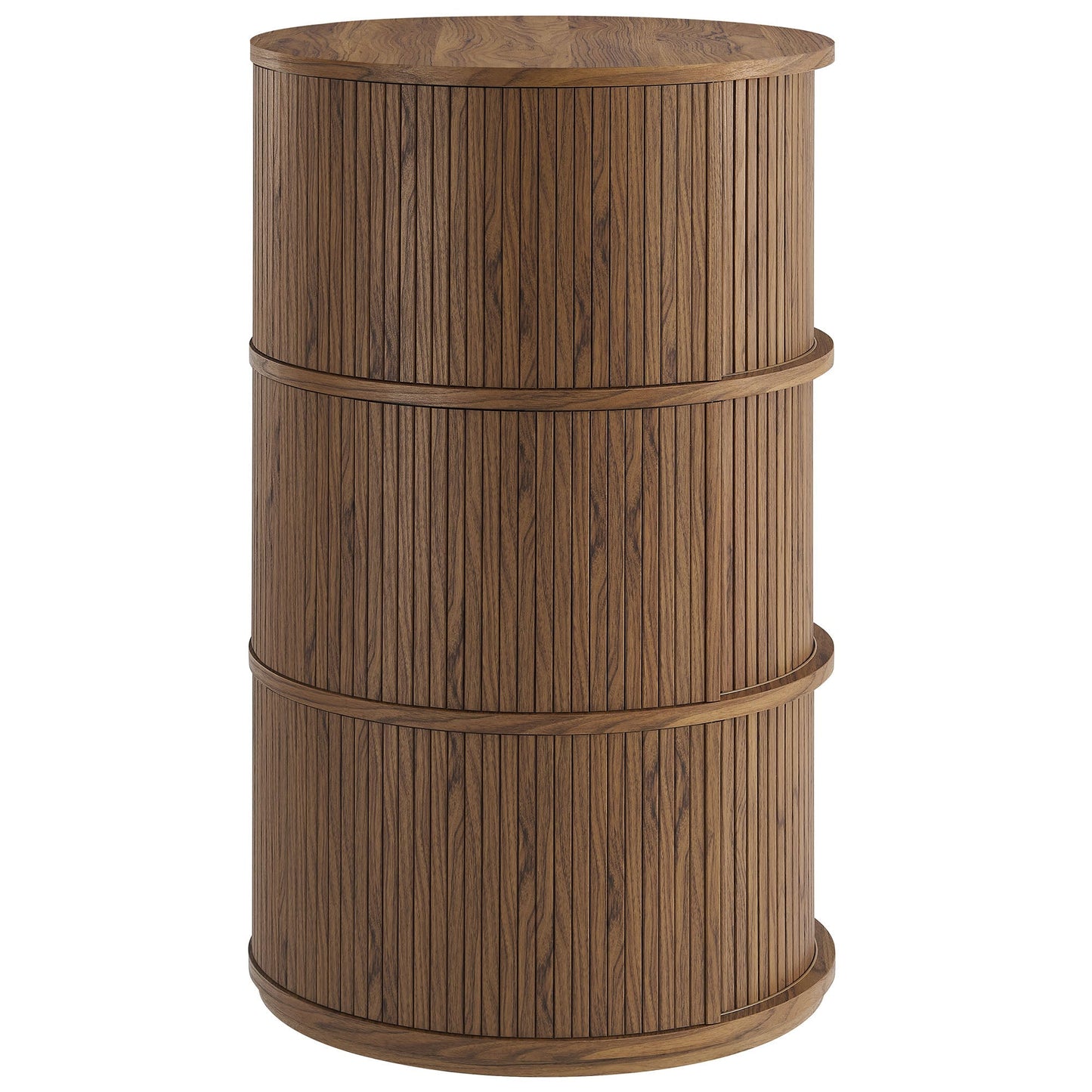 Modway furniture Clement Round Pedestal Stand Storage Table With Sliding Tambour Doors - EEI-7344-WAL
