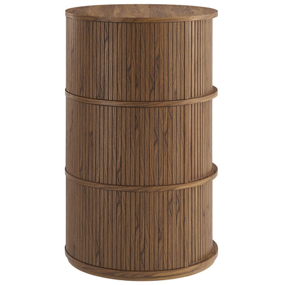 Modway furniture Clement Round Pedestal Stand Storage Table With Sliding Tambour Doors - EEI-7344-WAL