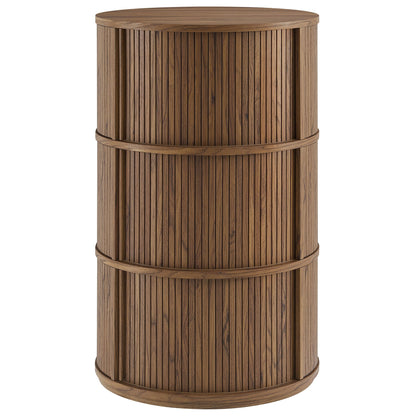 Modway furniture Clement Round Pedestal Stand Storage Table With Sliding Tambour Doors - EEI-7344-WAL