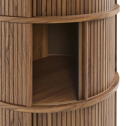 Modway furniture Clement Round Pedestal Stand Storage Table With Sliding Tambour Doors - EEI-7344-WAL