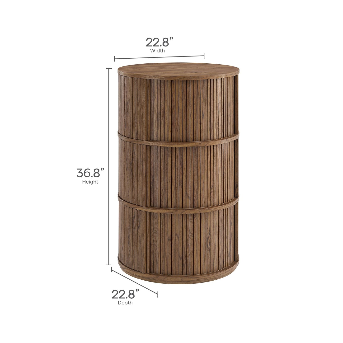 Modway furniture Clement Round Pedestal Stand Storage Table With Sliding Tambour Doors - EEI-7344-WAL