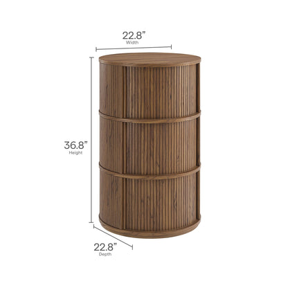 Modway furniture Clement Round Pedestal Stand Storage Table With Sliding Tambour Doors - EEI-7344-WAL