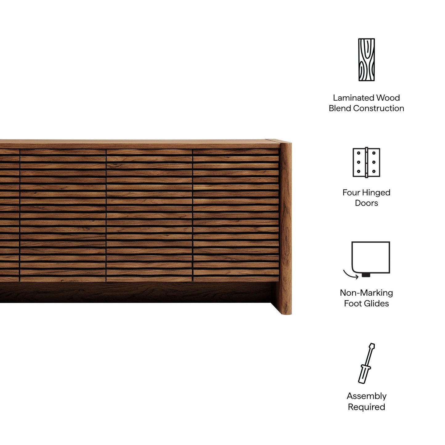 Modway furniture Emric Wave 66" 4-Door Sideboard - EEI-7346-WAL