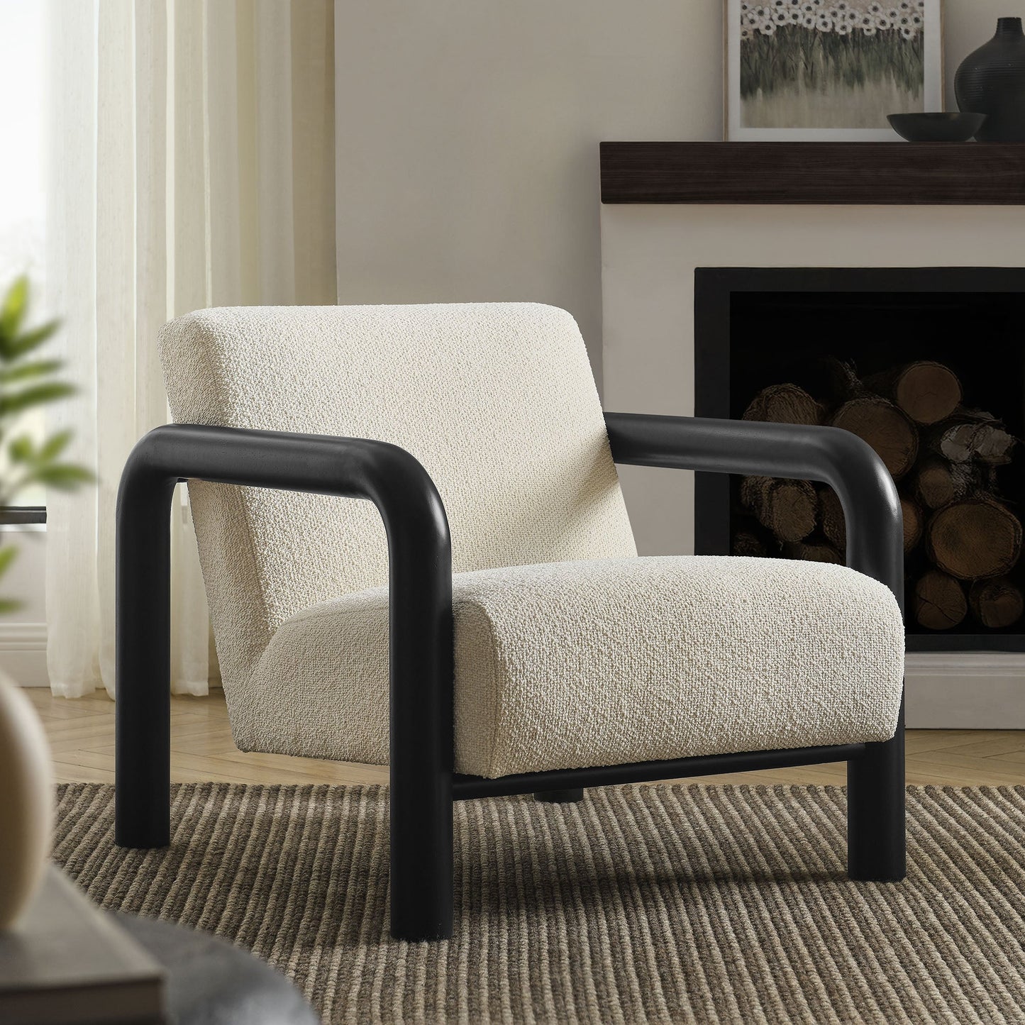 Modway furniture Sereno Boucle Accent Chair - EEI-7391-CRE-OAK