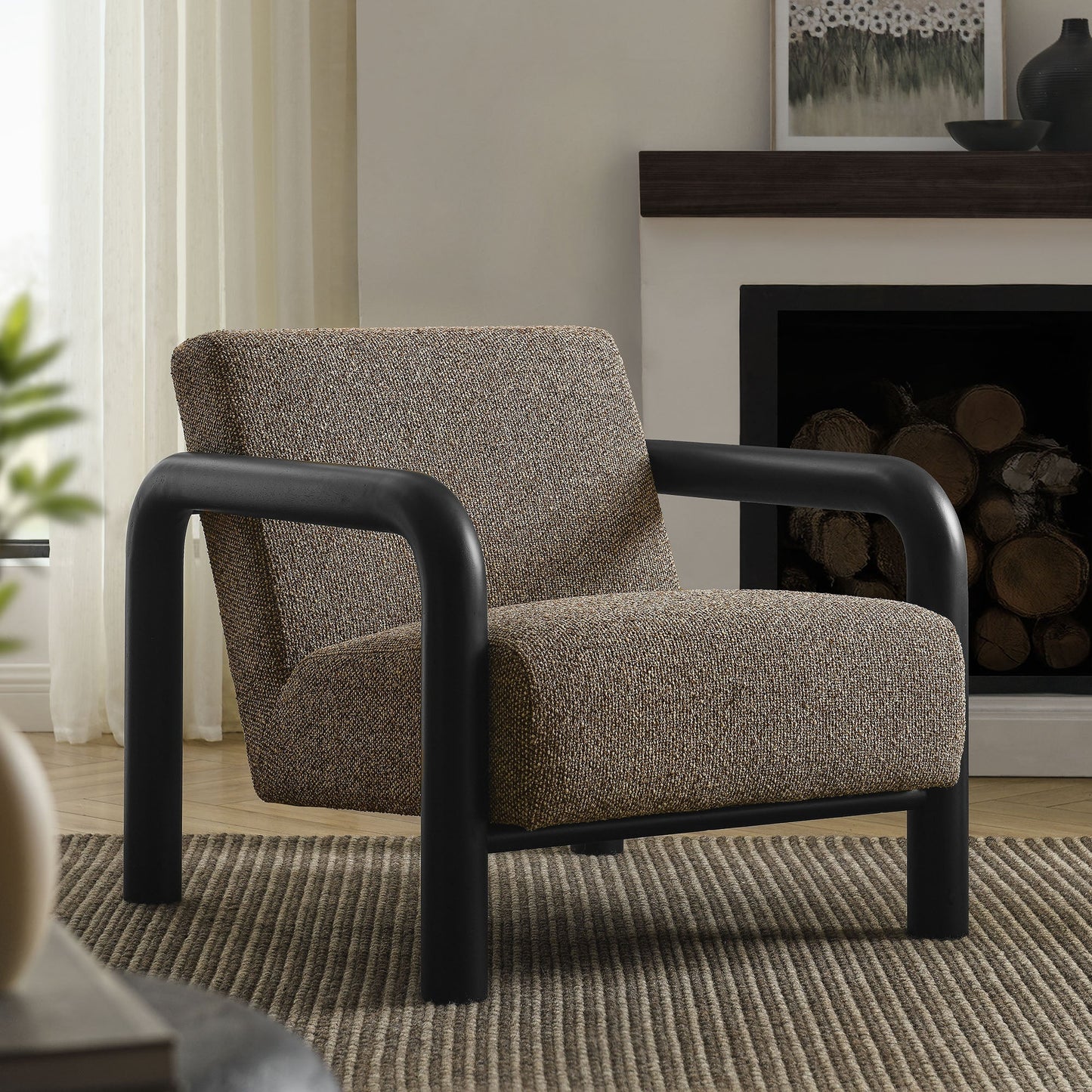Modway furniture Sereno Boucle Accent Chair - EEI-7391-CRE-OAK