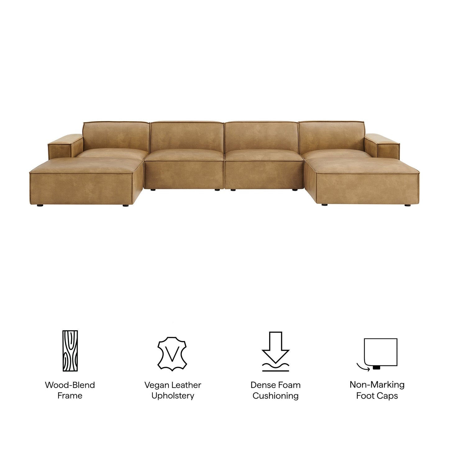 Modway Furniture Restore 6-Piece Vegan Leather Modular Sectional Sofa by Modway - EEI-7418-TST