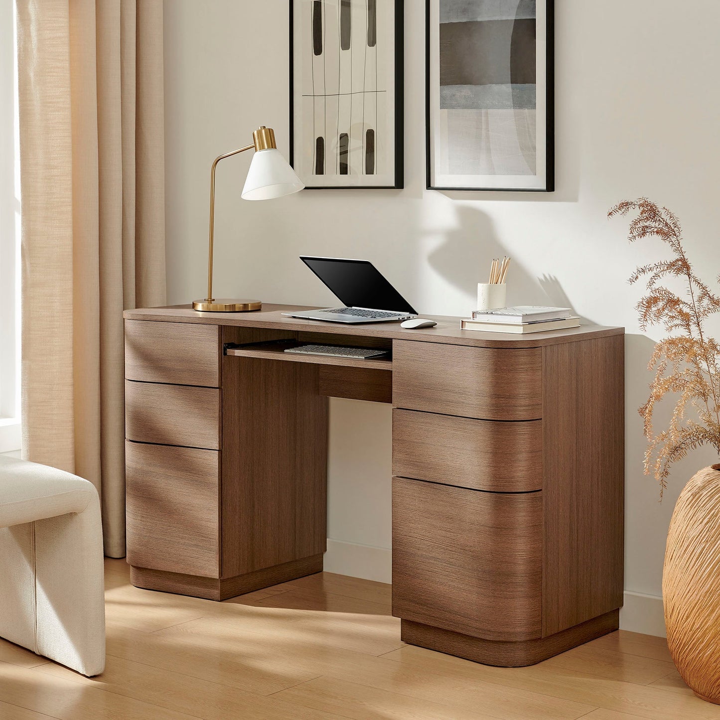 Modway furniture Mirae 55" 6-Drawer Curved Office Desk - EEI-7436-BOA