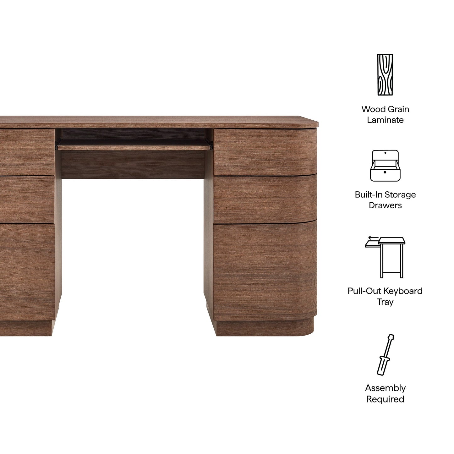 Modway furniture Mirae 55" 6-Drawer Curved Office Desk - EEI-7436-BOA