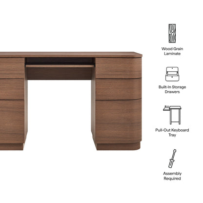 Modway furniture Mirae 55" 6-Drawer Curved Office Desk - EEI-7436-BOA