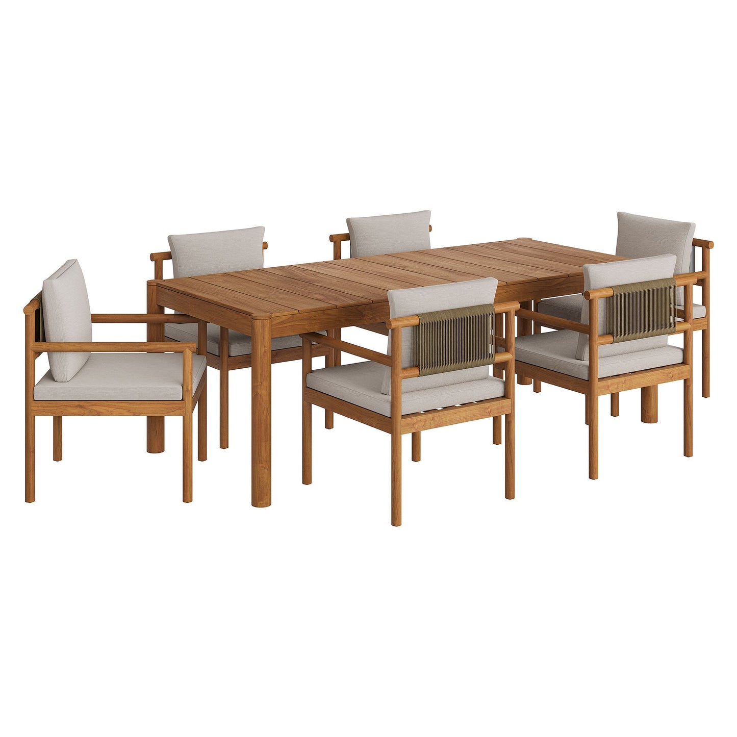 Modway Furniture Eleni 7 Piece Outdoor Patio Teak Wood Dining Set by Modway - EEI-7563-WGR-FLI