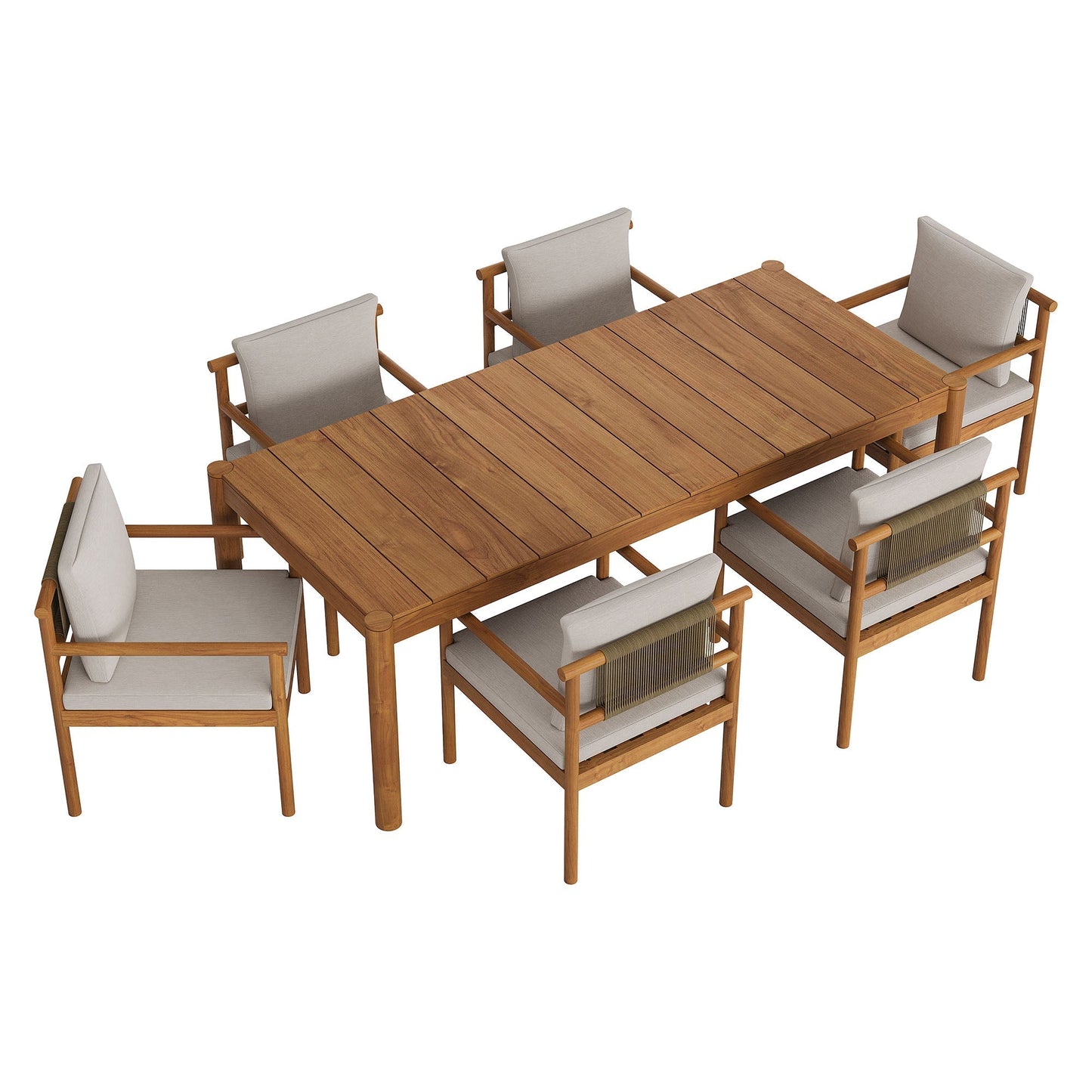Modway Furniture Eleni 7 Piece Outdoor Patio Teak Wood Dining Set by Modway - EEI-7563-WGR-FLI