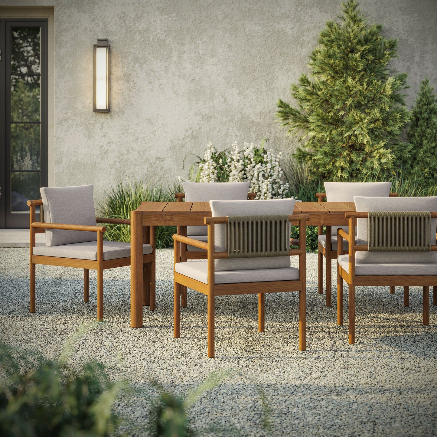 Modway Furniture Eleni 7 Piece Outdoor Patio Teak Wood Dining Set by Modway - EEI-7563-WGR-FLI