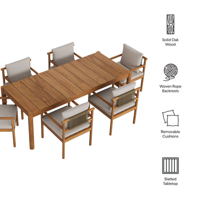Modway Furniture Eleni 7 Piece Outdoor Patio Teak Wood Dining Set by Modway - EEI-7563-WGR-FLI