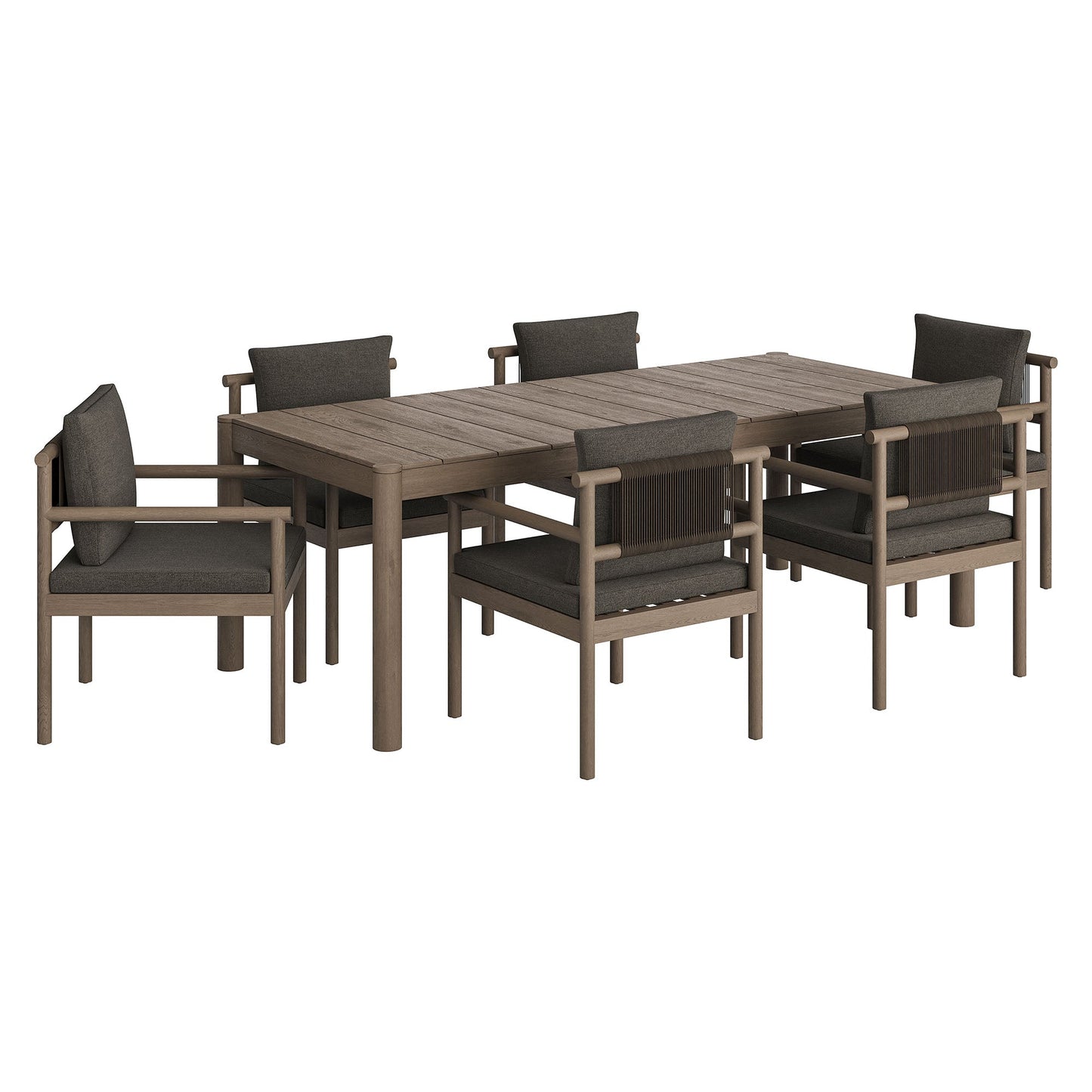 Modway Furniture Eleni 7 Piece Outdoor Patio Teak Wood Dining Set by Modway - EEI-7563-WGR-FLI