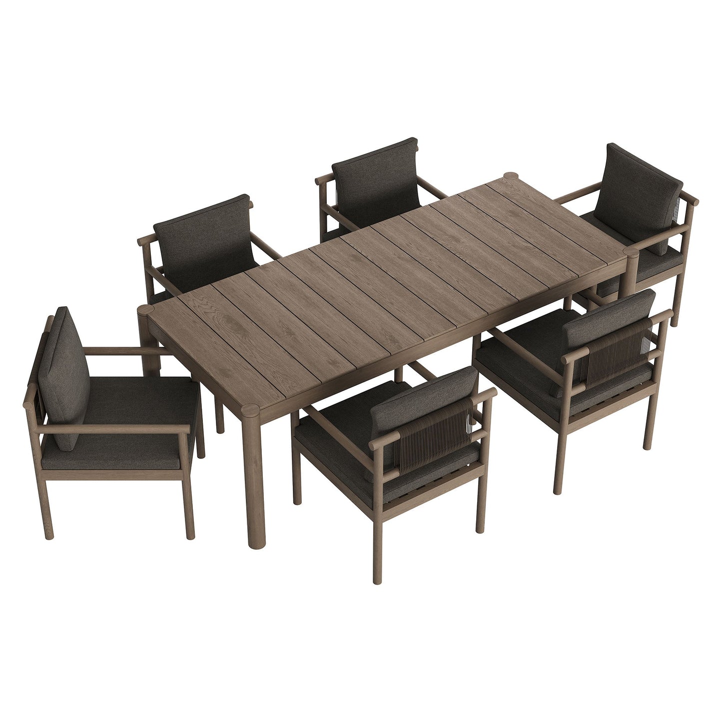 Modway Furniture Eleni 7 Piece Outdoor Patio Teak Wood Dining Set by Modway - EEI-7563-WGR-FLI
