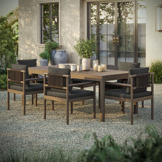 Modway Furniture Eleni 7 Piece Outdoor Patio Teak Wood Dining Set by Modway - EEI-7563-WGR-FLI