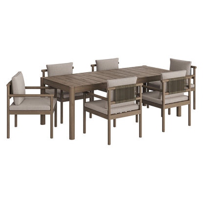Modway Furniture Eleni 7 Piece Outdoor Patio Teak Wood Dining Set by Modway - EEI-7563-WGR-FLI