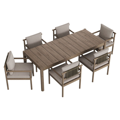 Modway Furniture Eleni 7 Piece Outdoor Patio Teak Wood Dining Set by Modway - EEI-7563-WGR-FLI