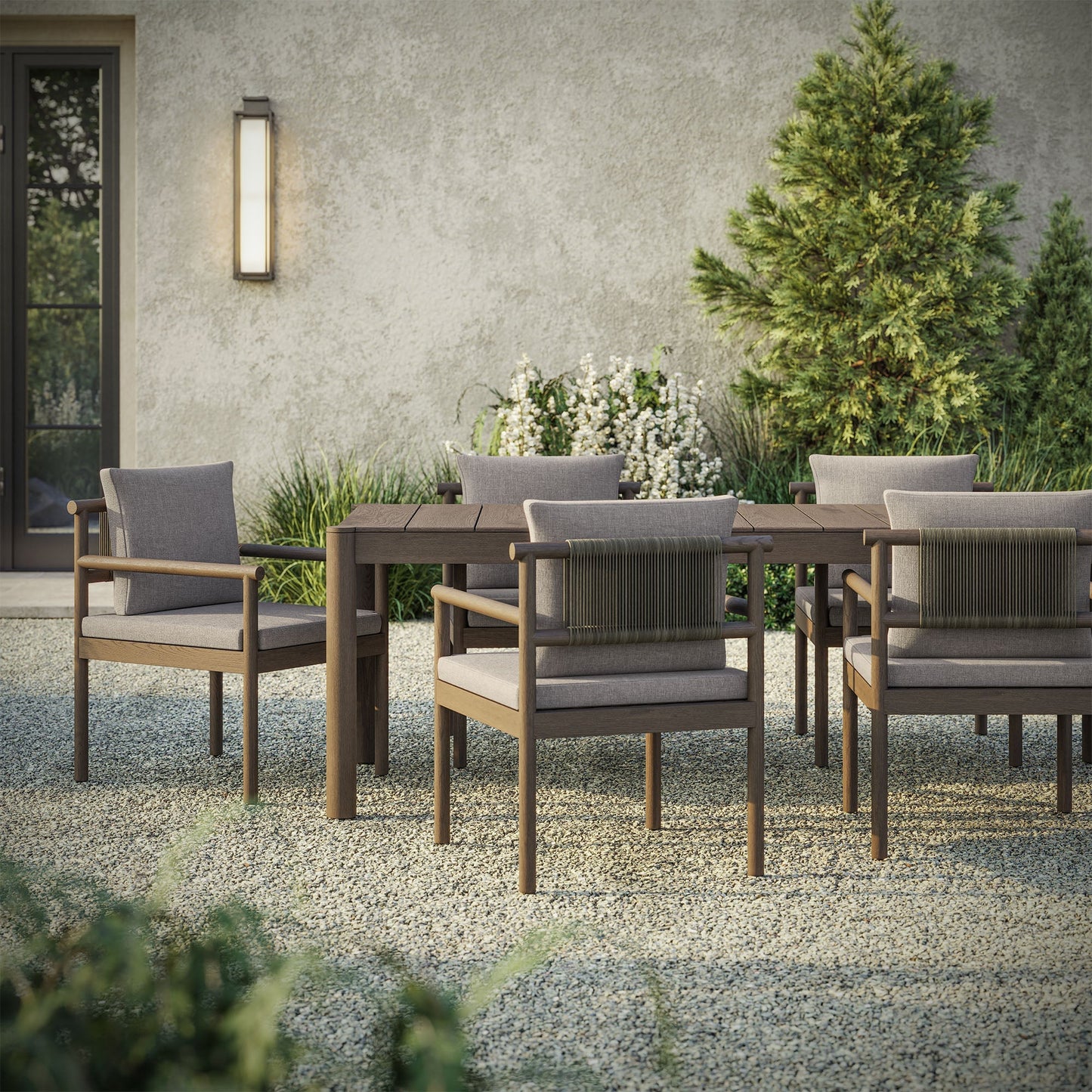 Modway Furniture Eleni 7 Piece Outdoor Patio Teak Wood Dining Set by Modway - EEI-7563-WGR-FLI