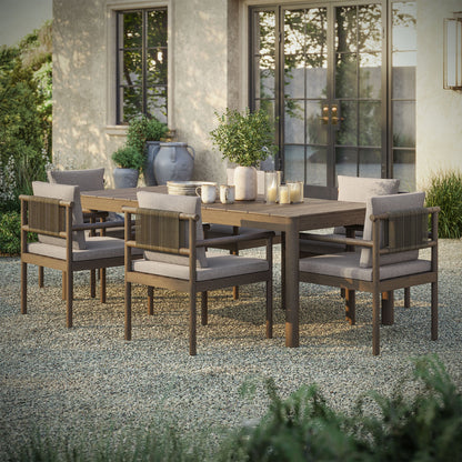 Modway Furniture Eleni 7 Piece Outdoor Patio Teak Wood Dining Set by Modway - EEI-7563-WGR-FLI