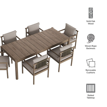 Modway Furniture Eleni 7 Piece Outdoor Patio Teak Wood Dining Set by Modway - EEI-7563-WGR-FLI