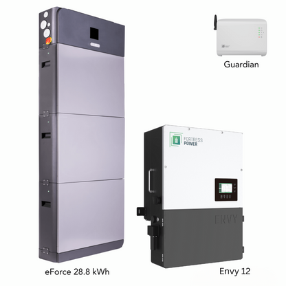 Aims Power Hybrid Power Kit | 12kW 120/240 Output 48VDC - 28.8kWh System Bundle | Envy12 Hybrid Inverter + eForce 28.8kWh Lithium Battery - Envy12+eForce28.8+Guardian