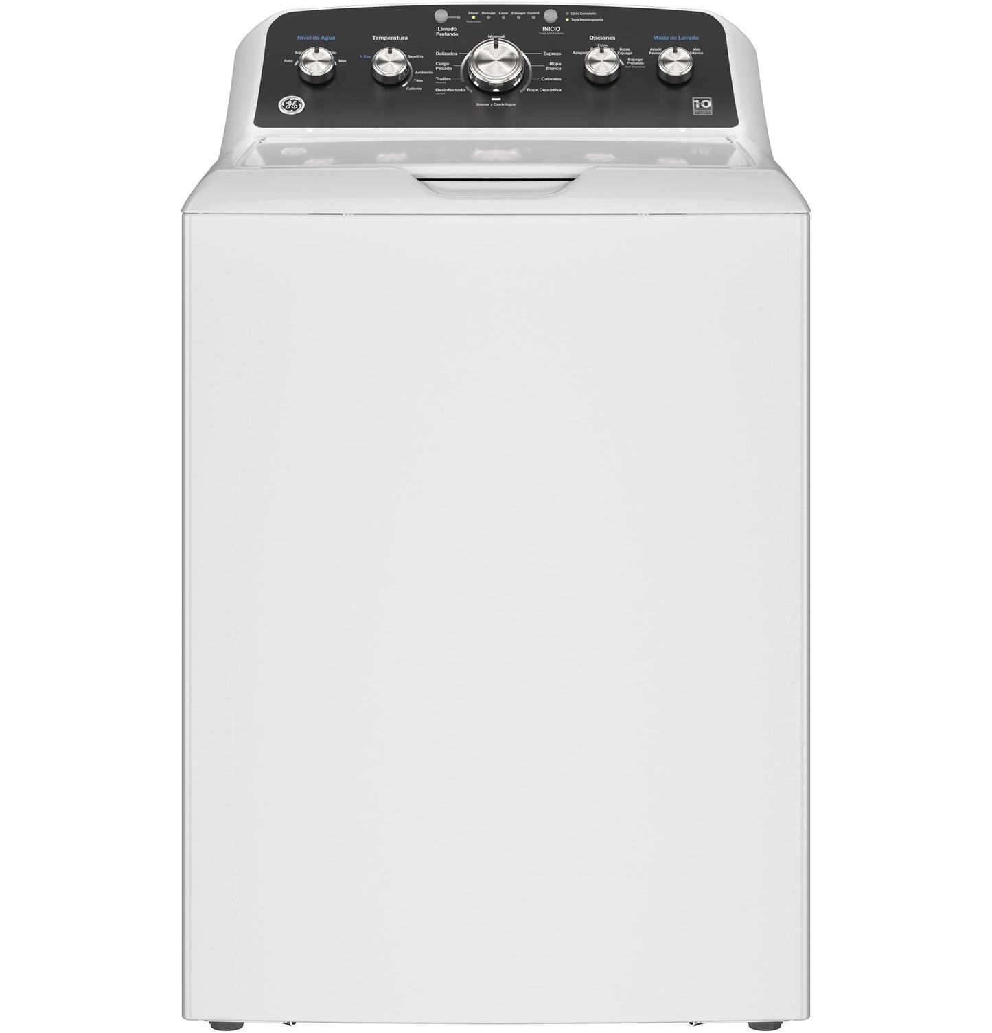 GE Appliances  4.5 cu. ft. Capacity Washer with Spanish Panel and Wash Modes Soak and Power White w/ Black Matte Backsplash - ETW485ASWWB