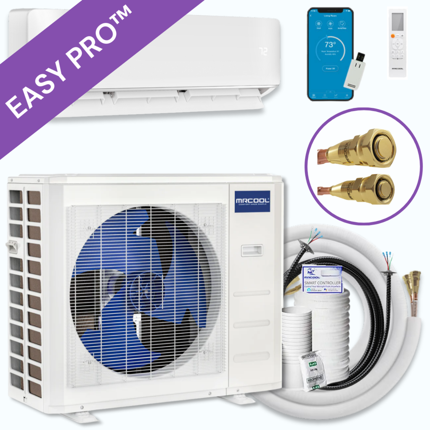 MRCOOL DIY 5th Gen EasyPro 18,000 BTU Single Zone Mini Split Complete System 230V with 16 ft. DIY Quick Connect Line Set and DIYPRO Cable,  - EZPRO-18-HP-23016D-O