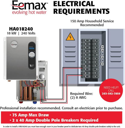 Eemax HomeAdvantage II 18kW 240V Electric Tankless Water Heater - - EHA018240
