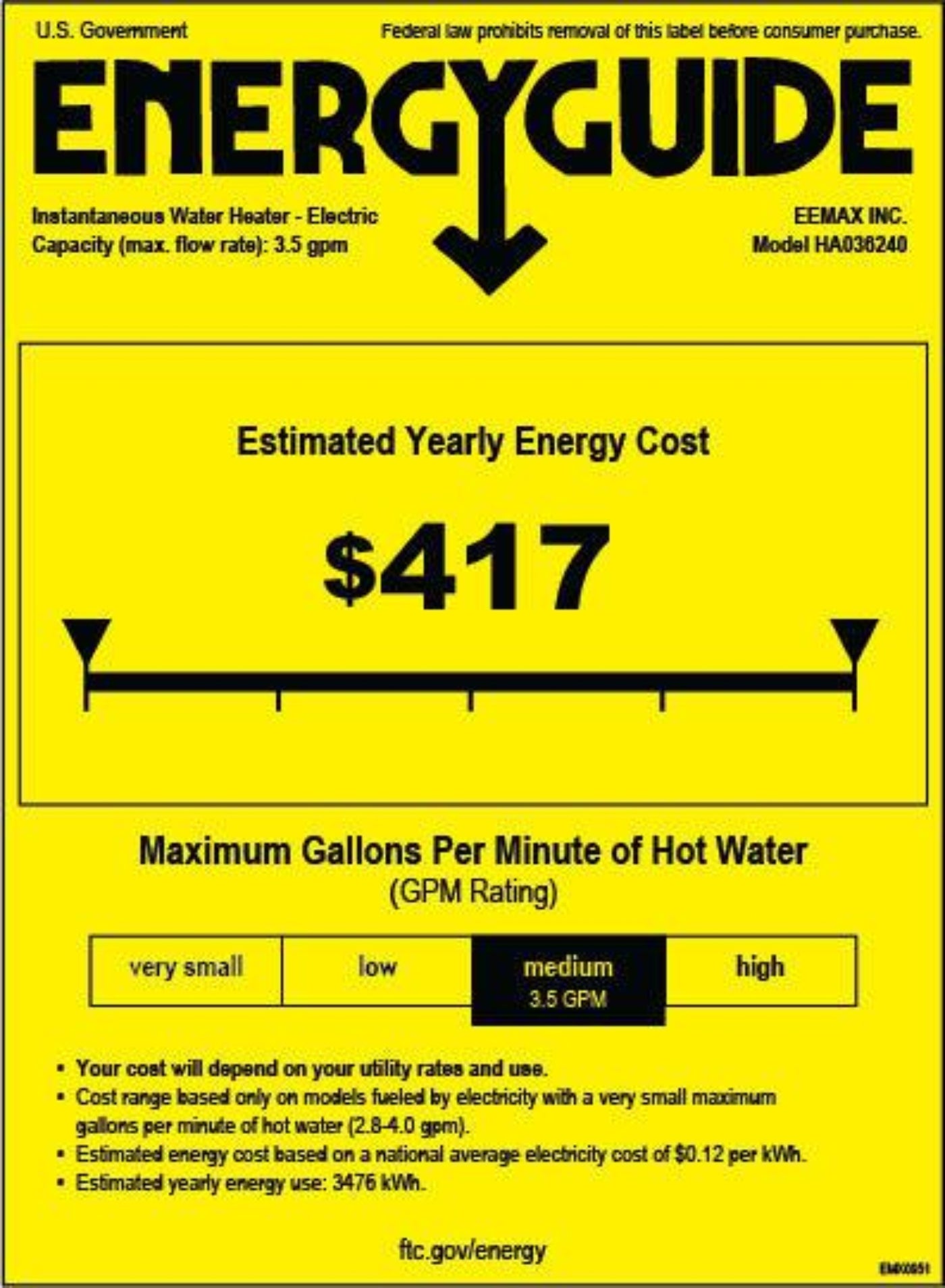 Eemax HomeAdvantage II 36kW 240V Electric Tankless Water Heater - EHA036240